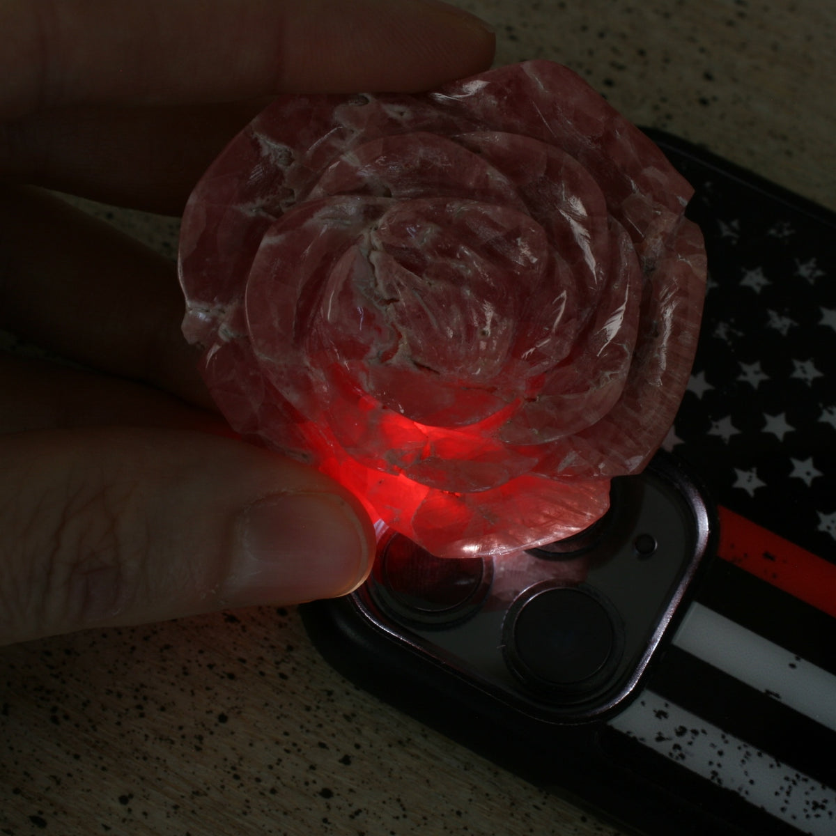 Rhodochrosite Rose Carving from Argentina, 82.3 grams