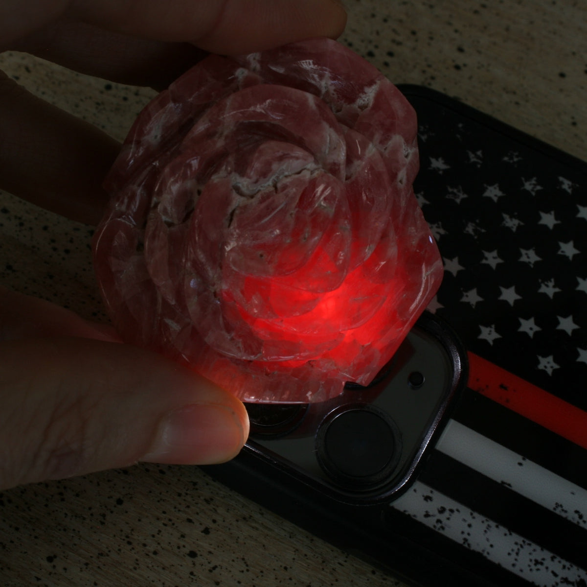 Rhodochrosite Rose Carving from Argentina, 82.3 grams