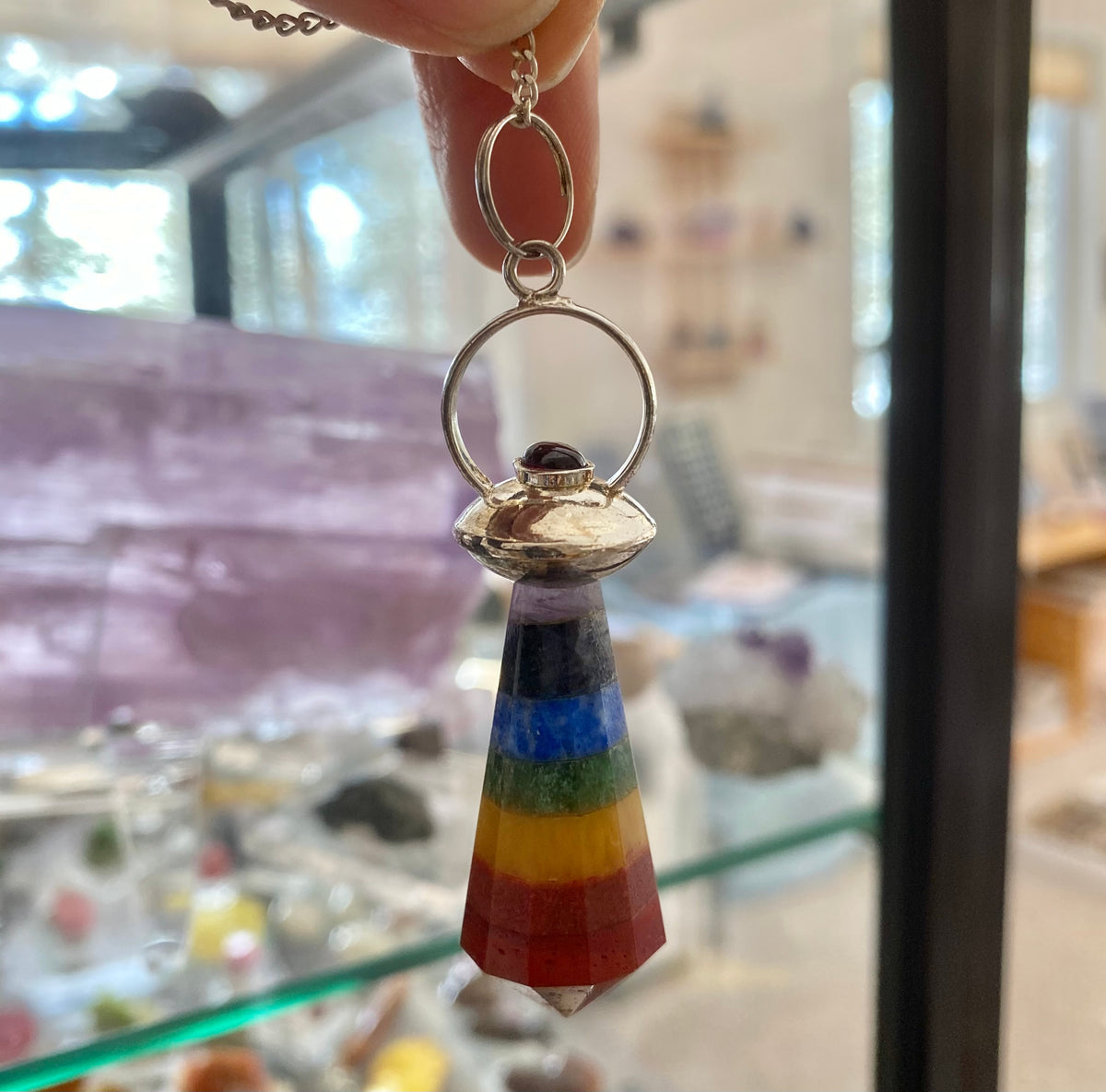 Chakra Pendulum with Garnet Top