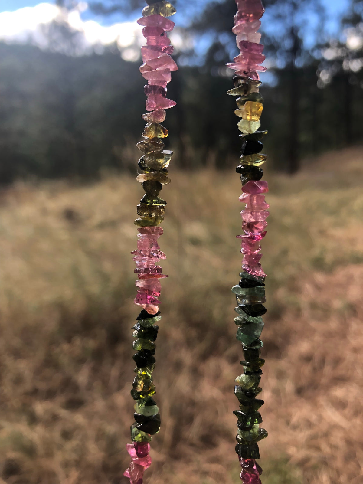 Pink, Green, Indicolite Tourmaline Chip Necklace