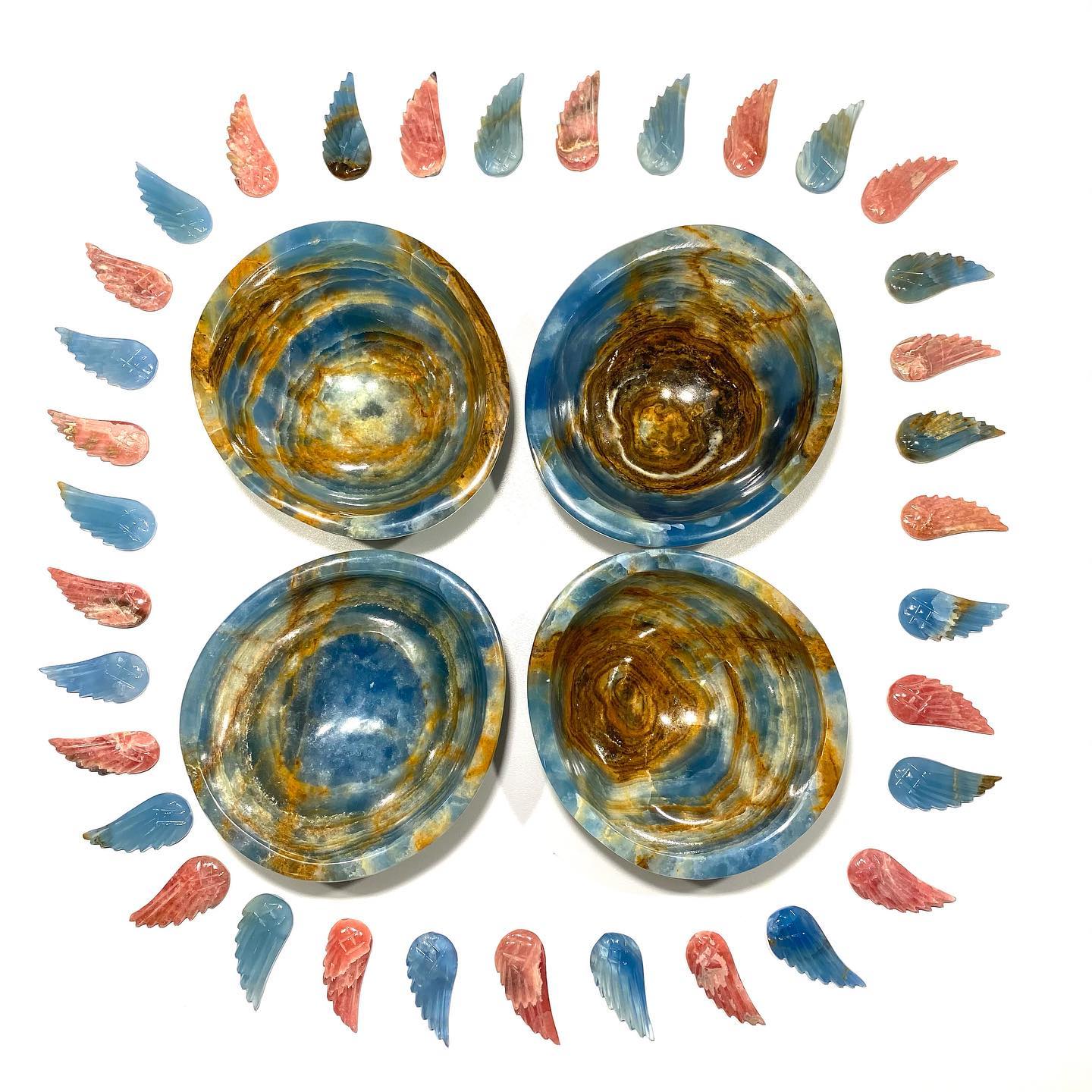 Calcite Bowls and Rhodochrosite