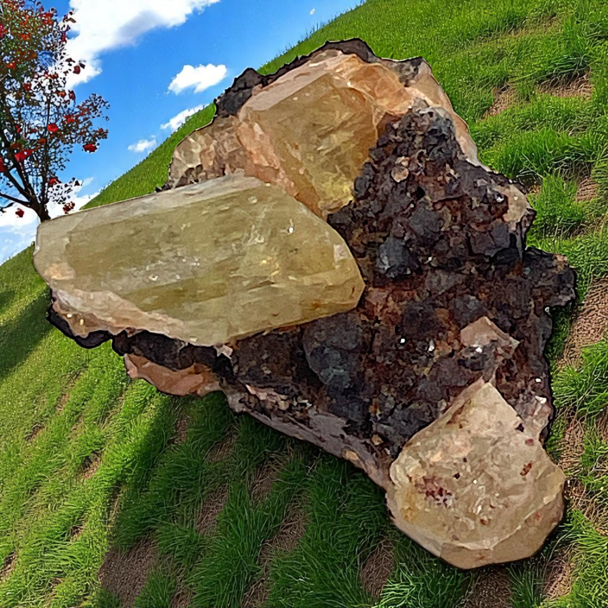 Yellow/Green Apatite Crystal Cluster - Mexico, 59.7g