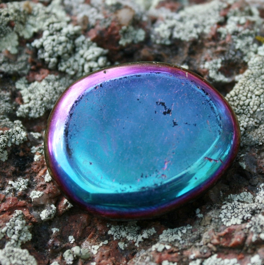 Flame Aura Quartz Flat Stone, 14.4 grams