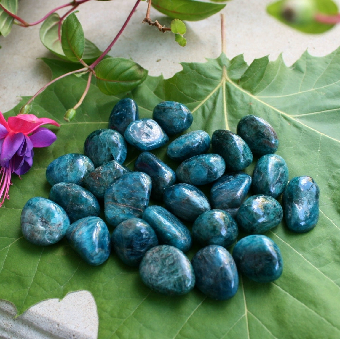 ONE Blue Apatite Polished Tumbled Stone from Madagascar, 6-10 grams each