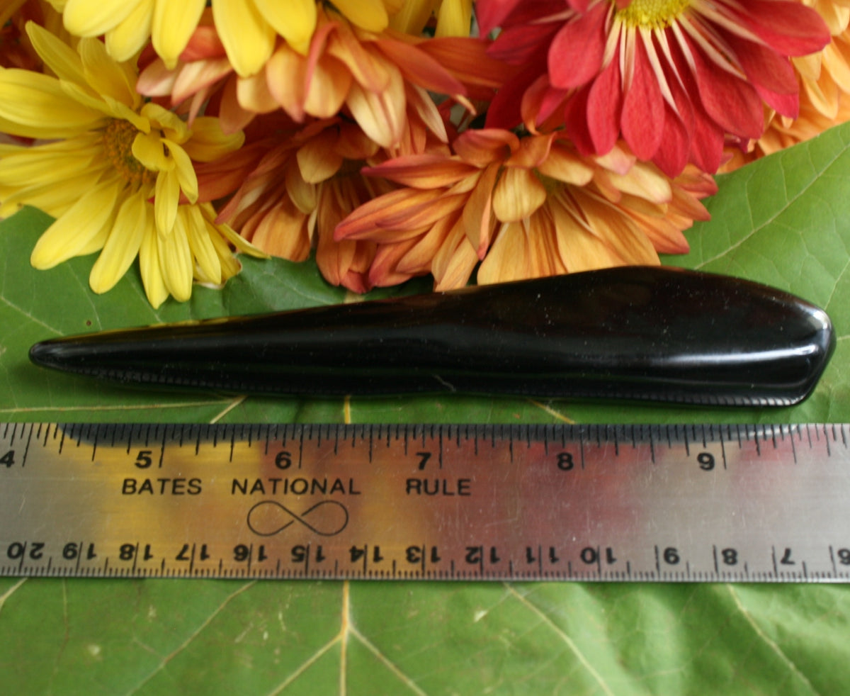 Black Tourmaline Polished Crystal Massage Wand, 116.8 grams