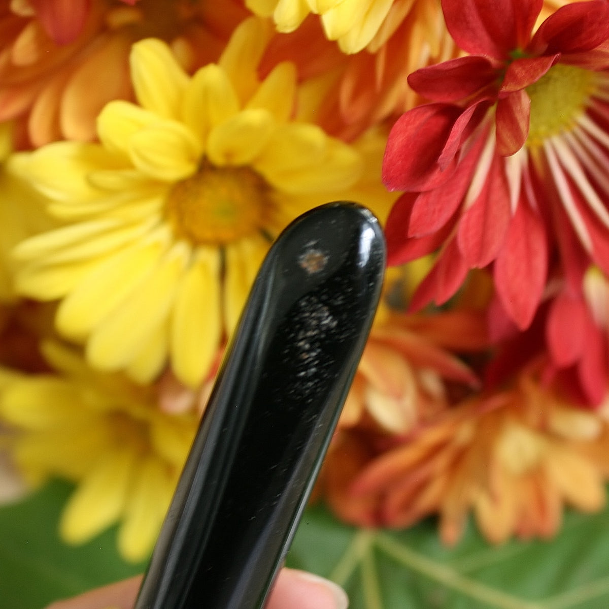 Black Tourmaline Polished Crystal Massage Wand, 116.8 grams