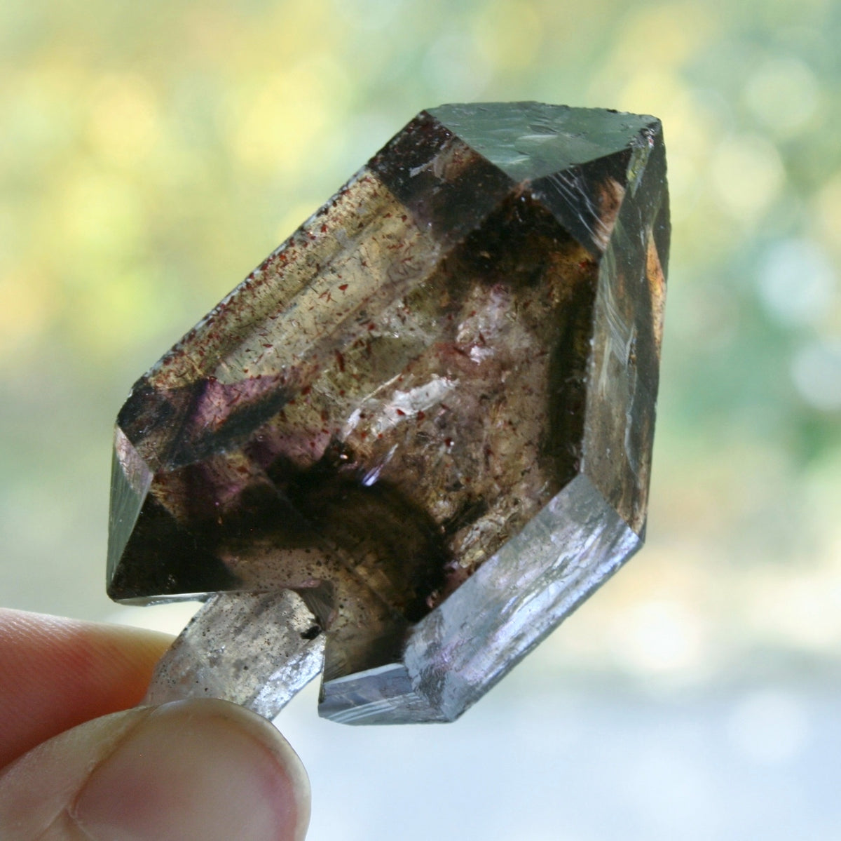 Smoky Quartz/Amethyst Scepter with Lepidachrosite &amp; Hematite, from Lusaka, Zambia, 40.2 grams