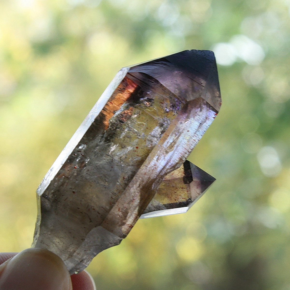 Smoky Quartz/Amethyst Scepter with Lepidachrosite &amp; Hematite, from Lusaka, Zambia, 37 grams