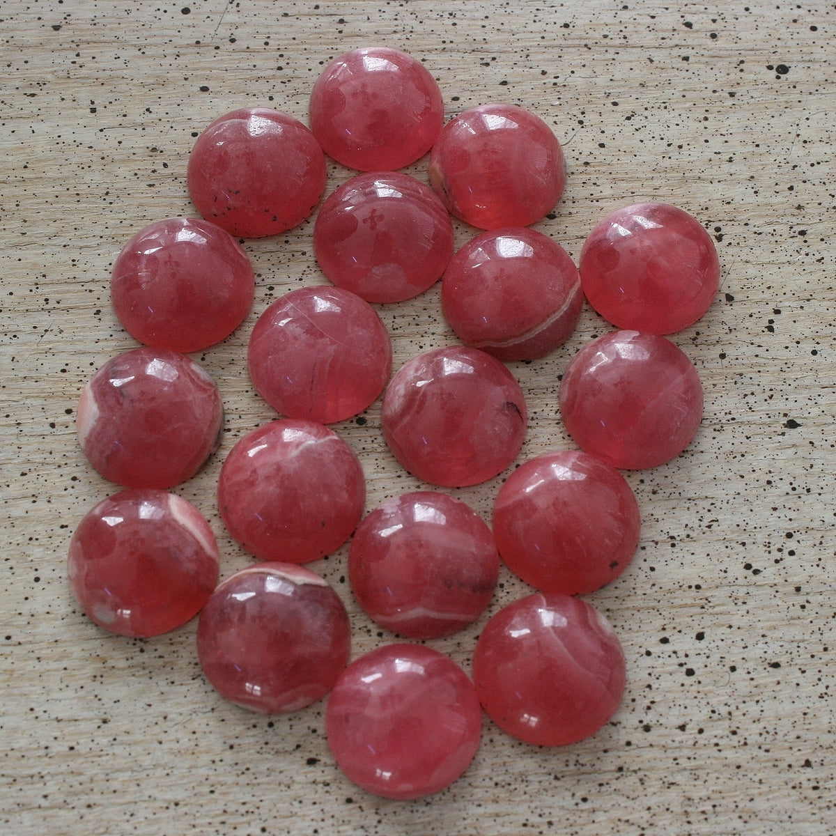 ONE Rhodochrosite Gemmy Round Cabochons from Argentina, 14 to 16 ct. each