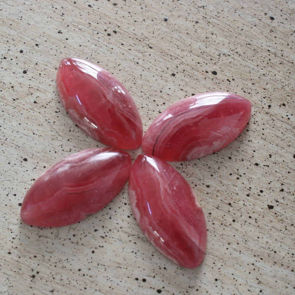 ONE Rhodochrosite Gemmy Marquise Cabochons from Argentina, 51 to 53 ct. each