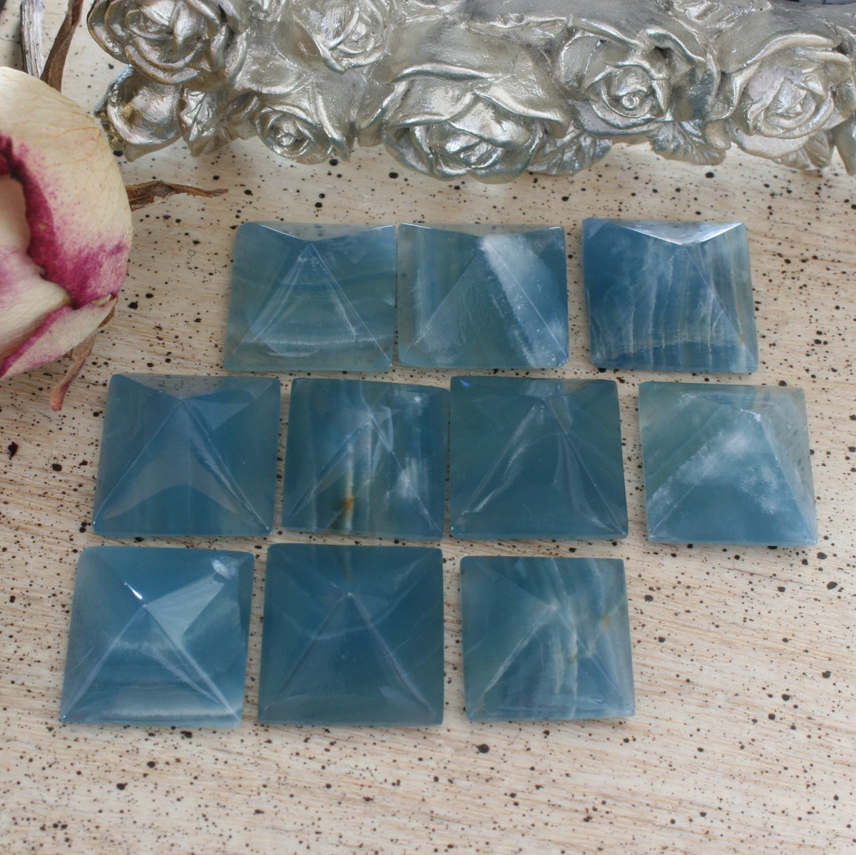 Blue Calcite / Blue Onyx Pyramid from Argentina, also called Lemurian Aquatine Calcite, SMPY2