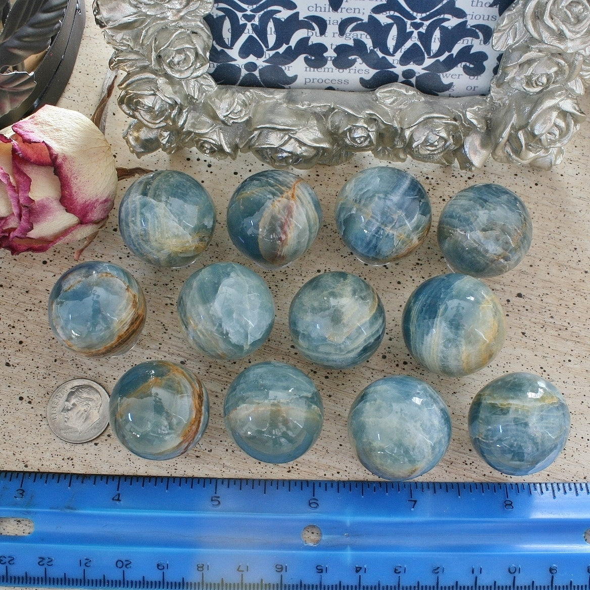 Blue Calcite / Blue Onyx Sphere from Argentina, also called Lemurian Aquatine Calcite, LGSP2