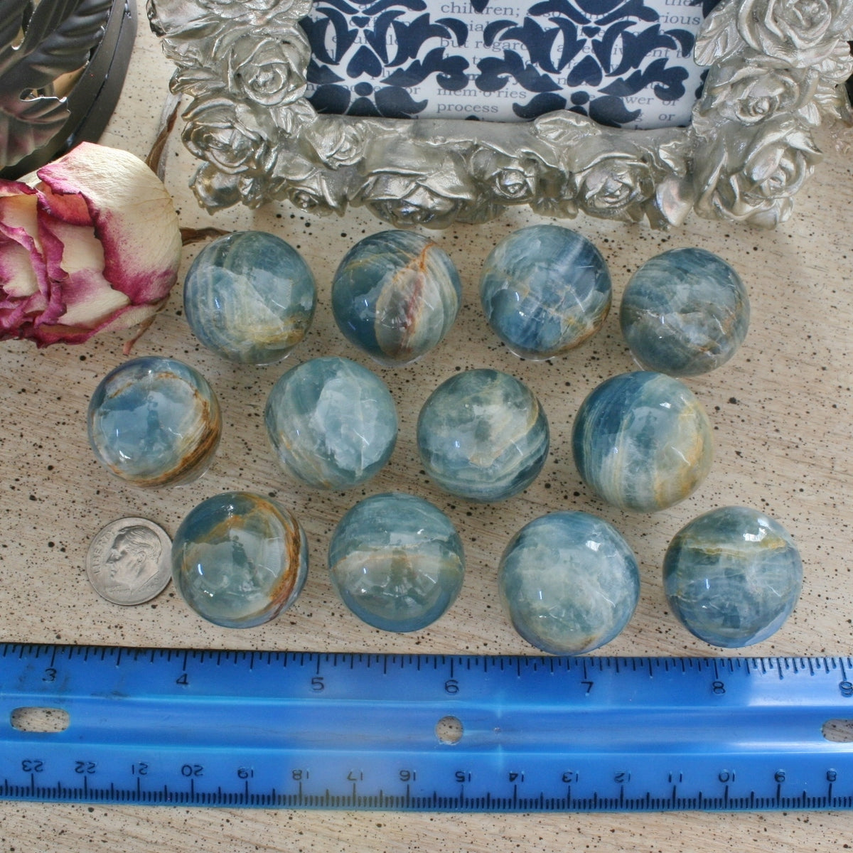 Blue Calcite / Blue Onyx Sphere from Argentina, also called Lemurian Aquatine Calcite, LGSP2