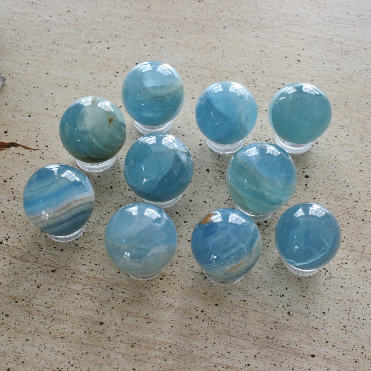 Blue Calcite / Blue Onyx Sphere from Argentina, also called Lemurian Aquatine Calcite, LGSP4