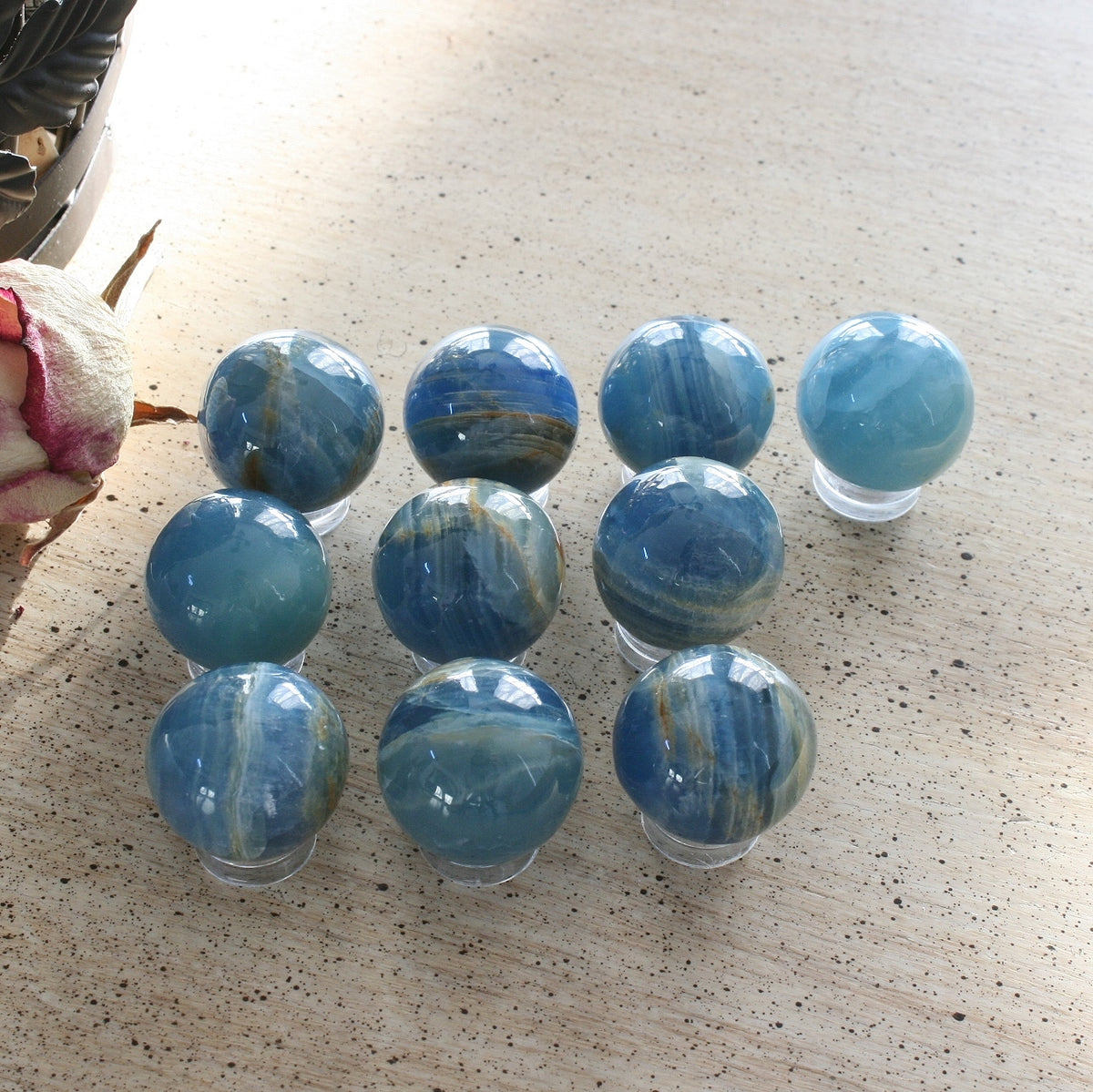 Blue Calcite / Blue Onyx Sphere from Argentina, also called Lemurian Aquatine Calcite, LGSP5