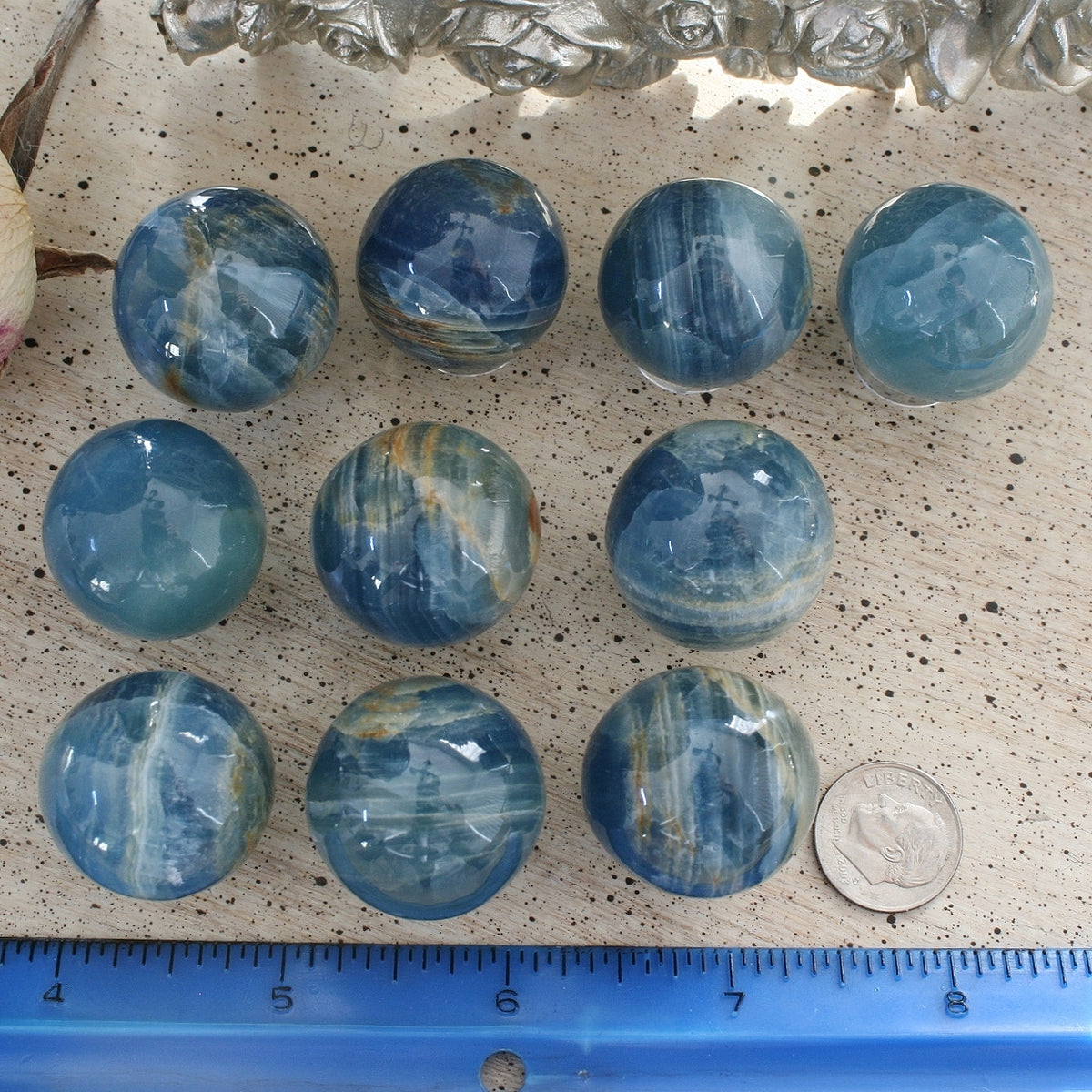 Blue Calcite / Blue Onyx Sphere from Argentina, also called Lemurian Aquatine Calcite, LGSP5