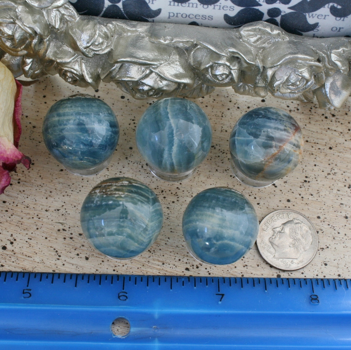 Blue Calcite / Blue Onyx Sphere from Argentina, also called Lemurian Aquatine Calcite, SMSP2