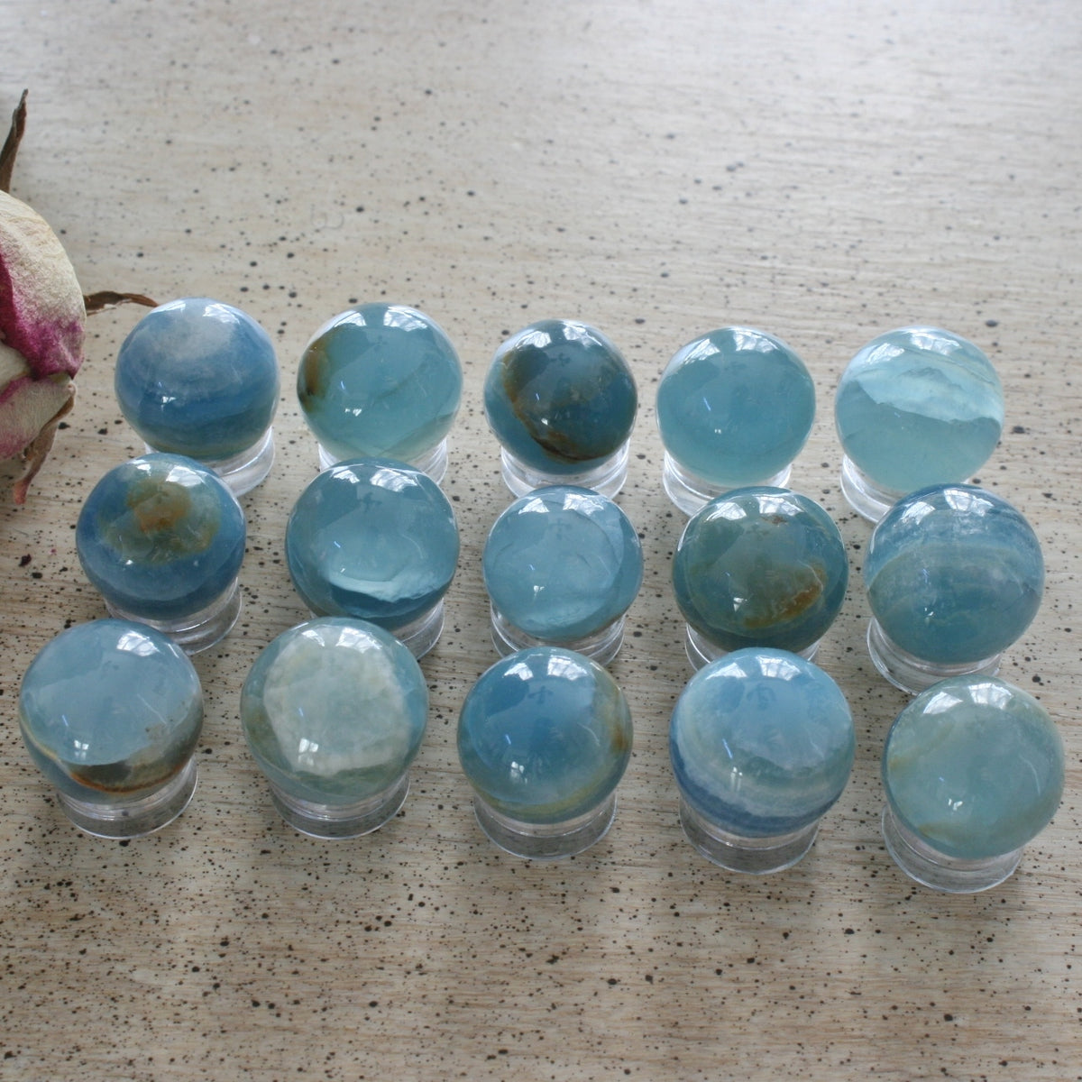 Blue Calcite / Blue Onyx Sphere from Argentina, also called Lemurian Aquatine Calcite, SMSP4