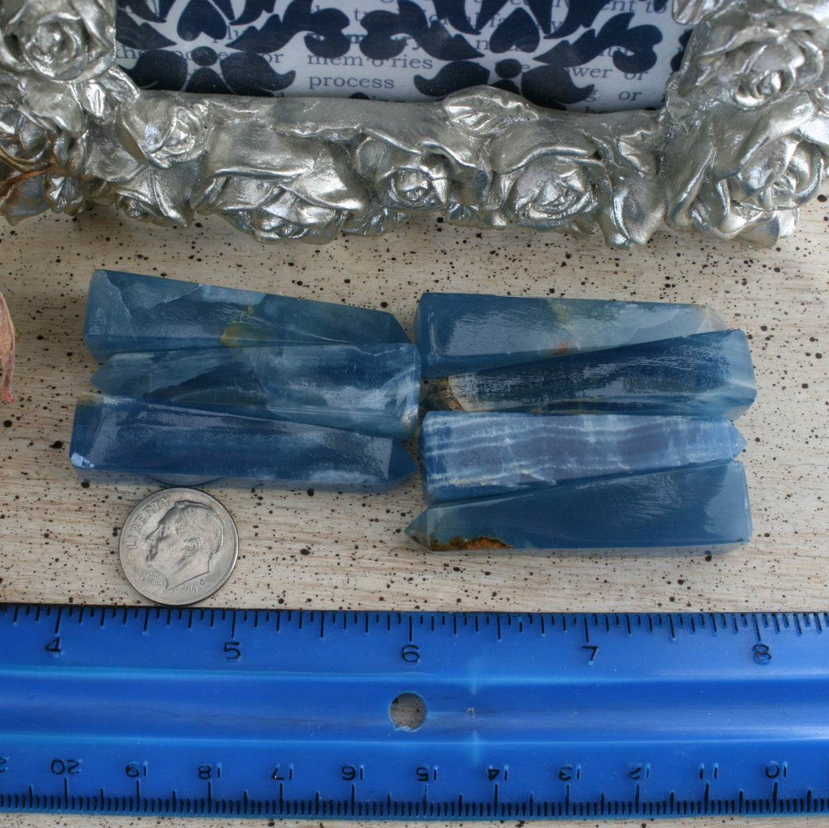 Blue Calcite / Blue Onyx Obelisk from Argentina, also called Lemurian Aquatine Calcite, OB5