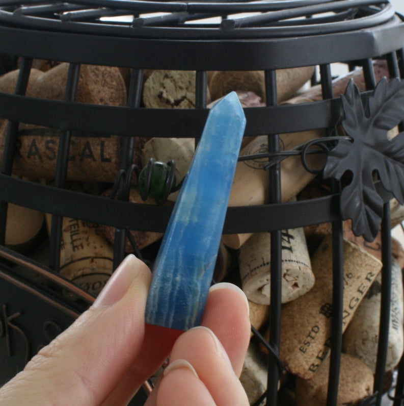 Blue Calcite / Blue Onyx Obelisk from Argentina, also called Lemurian Aquatine Calcite, OB5