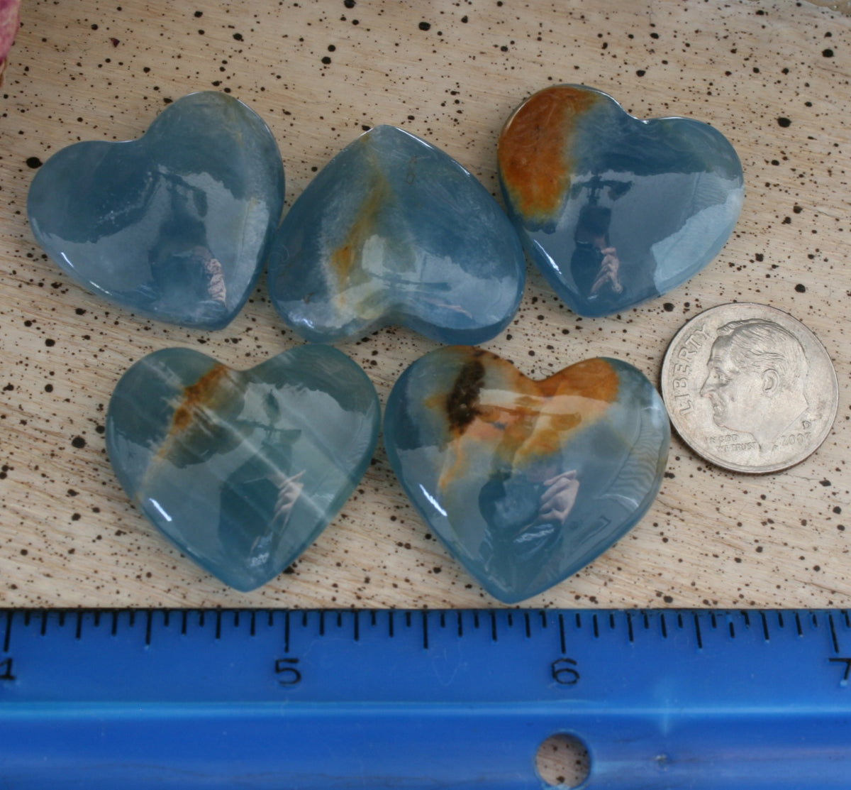 Blue Calcite Crystal Heart, HT1