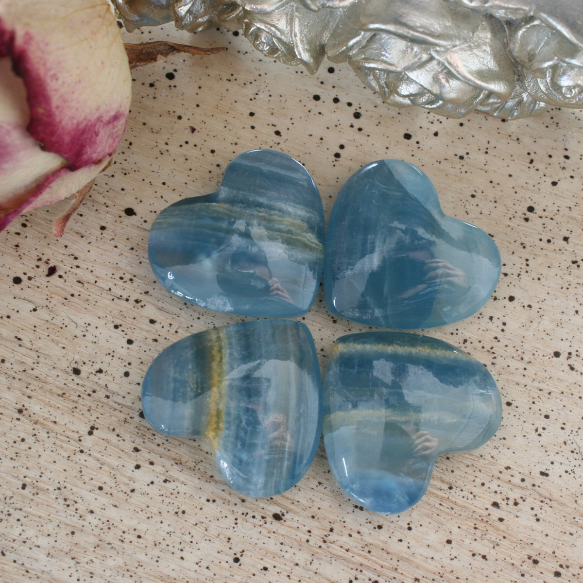 Blue Calcite Crystal Heart, HT2