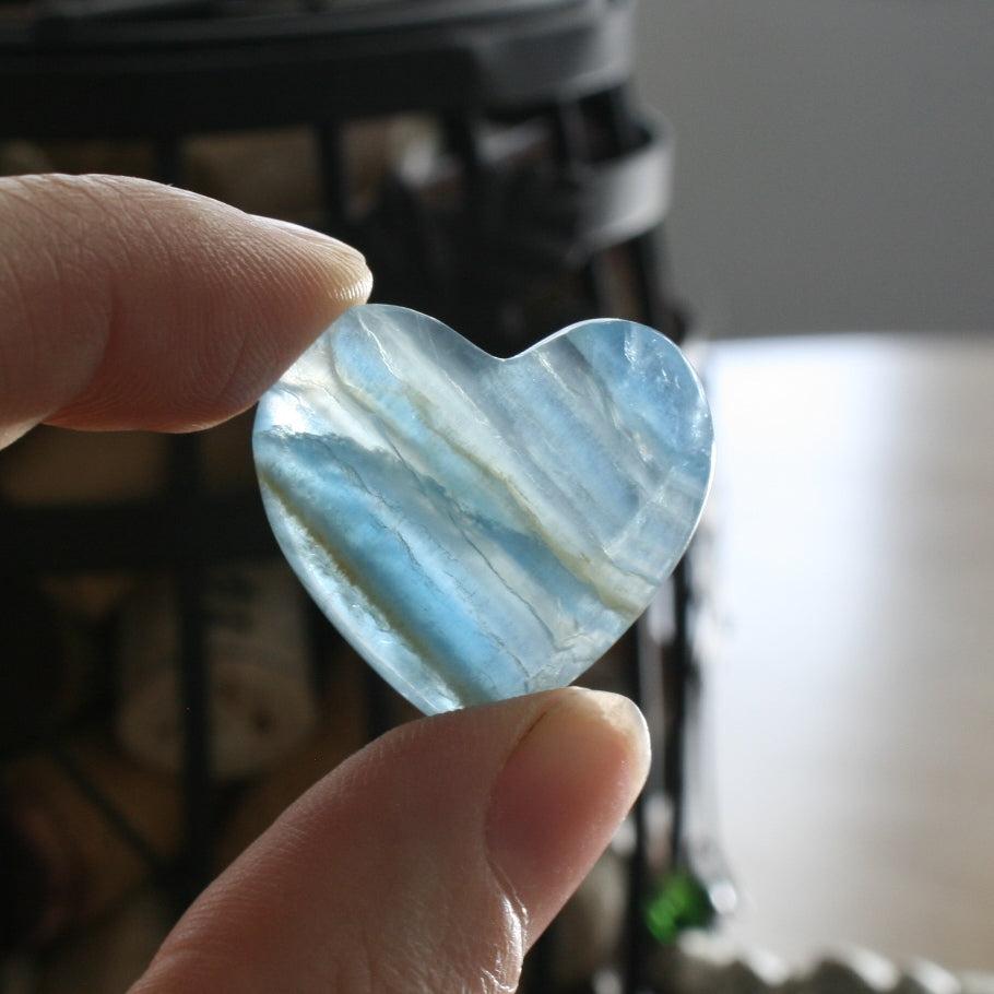 Blue Calcite Crystal Heart, HT2