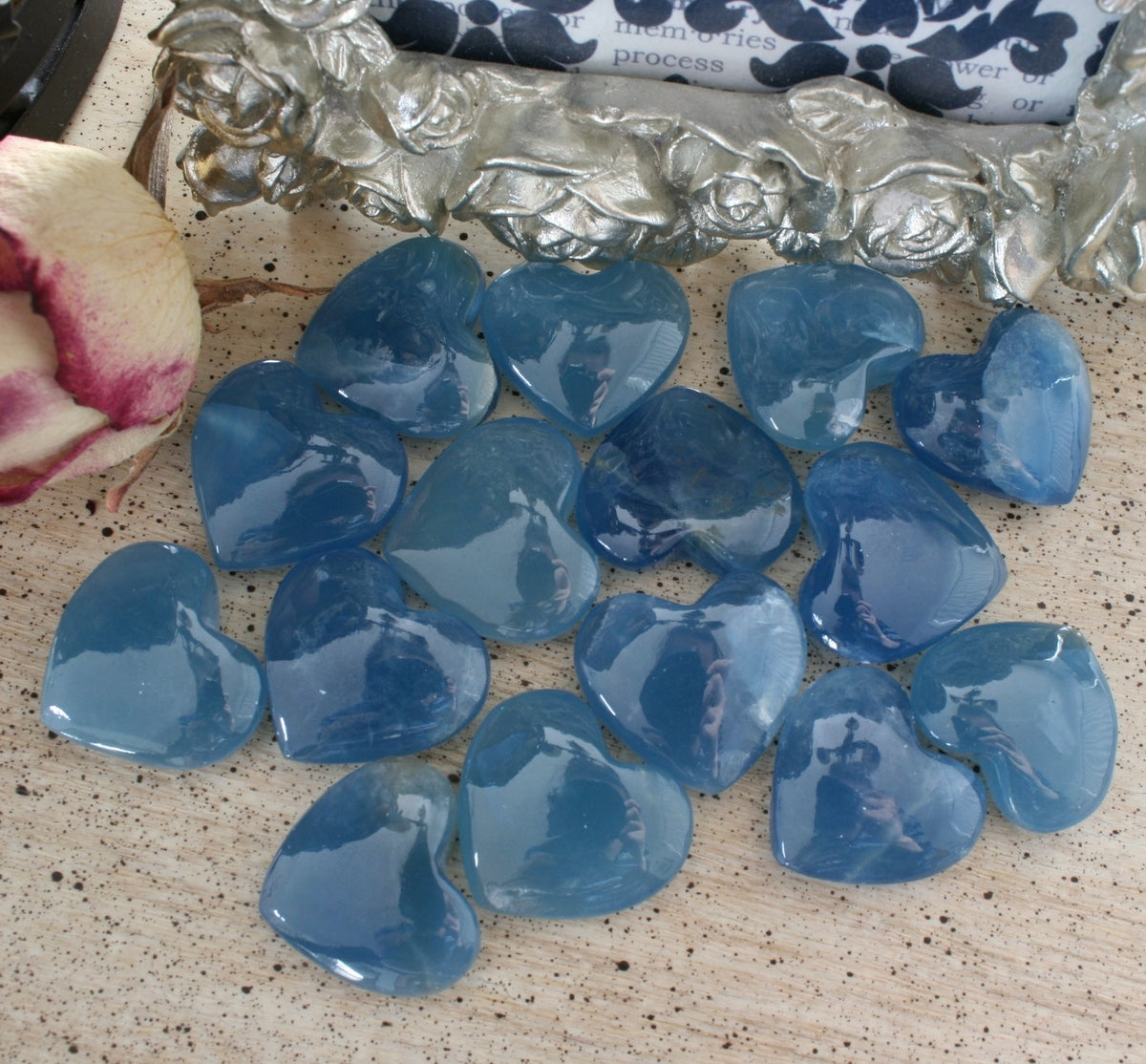 Blue Calcite Crystal Heart, HT4