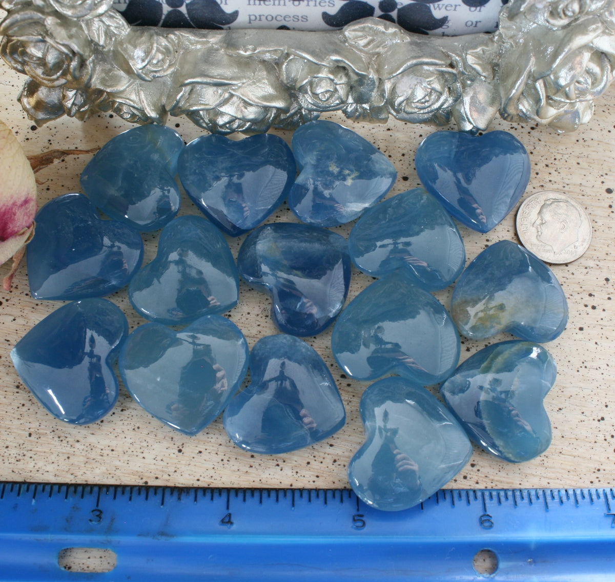 Blue Calcite Crystal Heart, HT4
