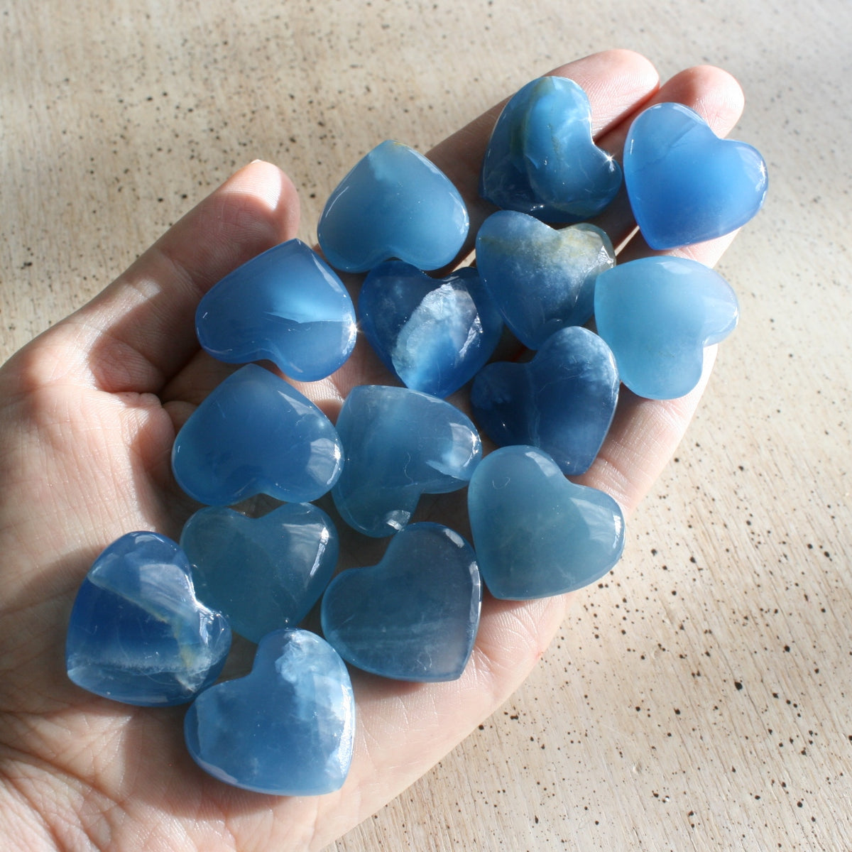 Blue Calcite Crystal Heart, HT4