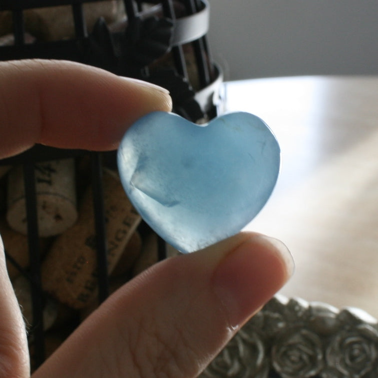 Blue Calcite Crystal Heart, HT4