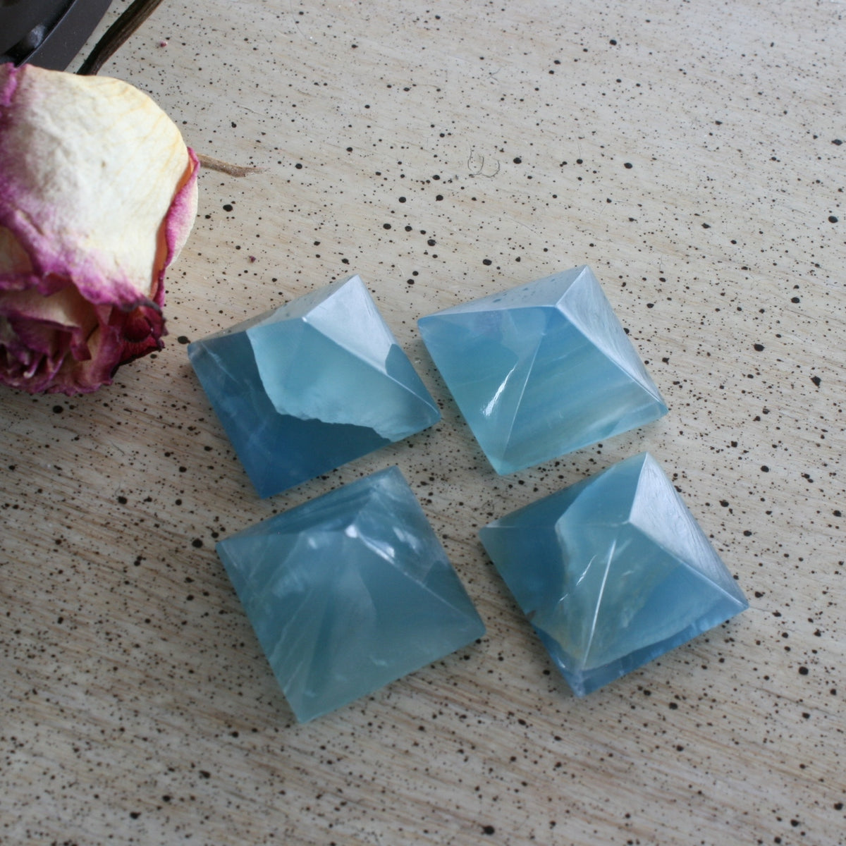 Blue Calcite / Blue Onyx Pyramid from Argentina, also called Lemurian Aquatine Calcite, LGPY7