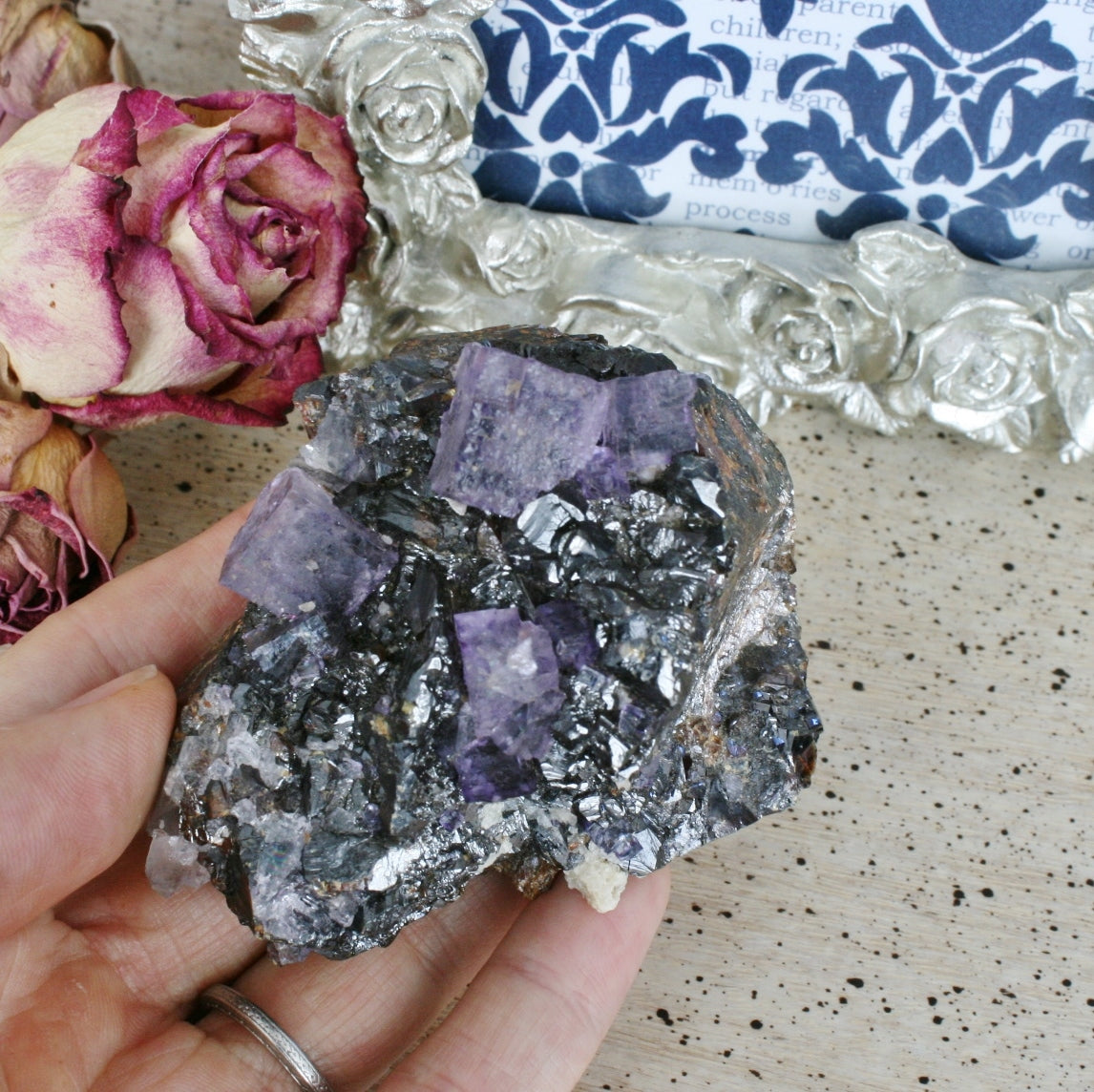 Purple Fluorite Cube Crystal on Sphalerite, 239.3gm