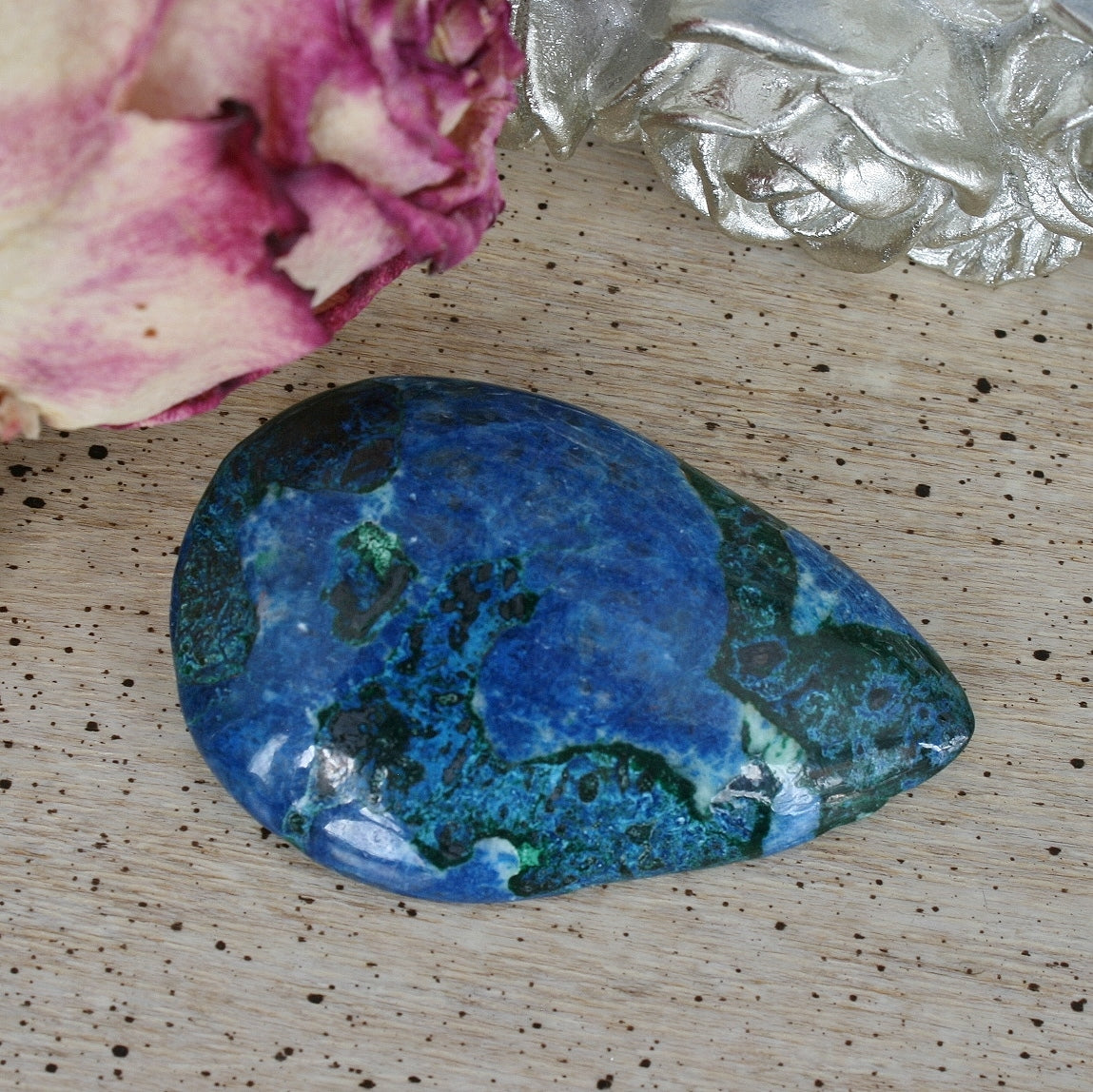 Shattuckite &amp; Chrysocolla Teardrop Cabochon, 19.8 gm