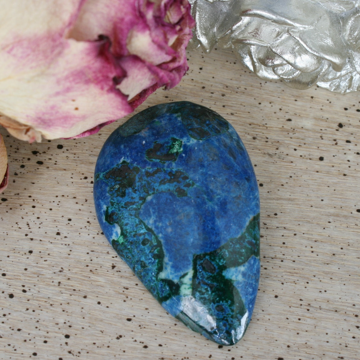 Shattuckite &amp; Chrysocolla Teardrop Cabochon, 19.8 gm