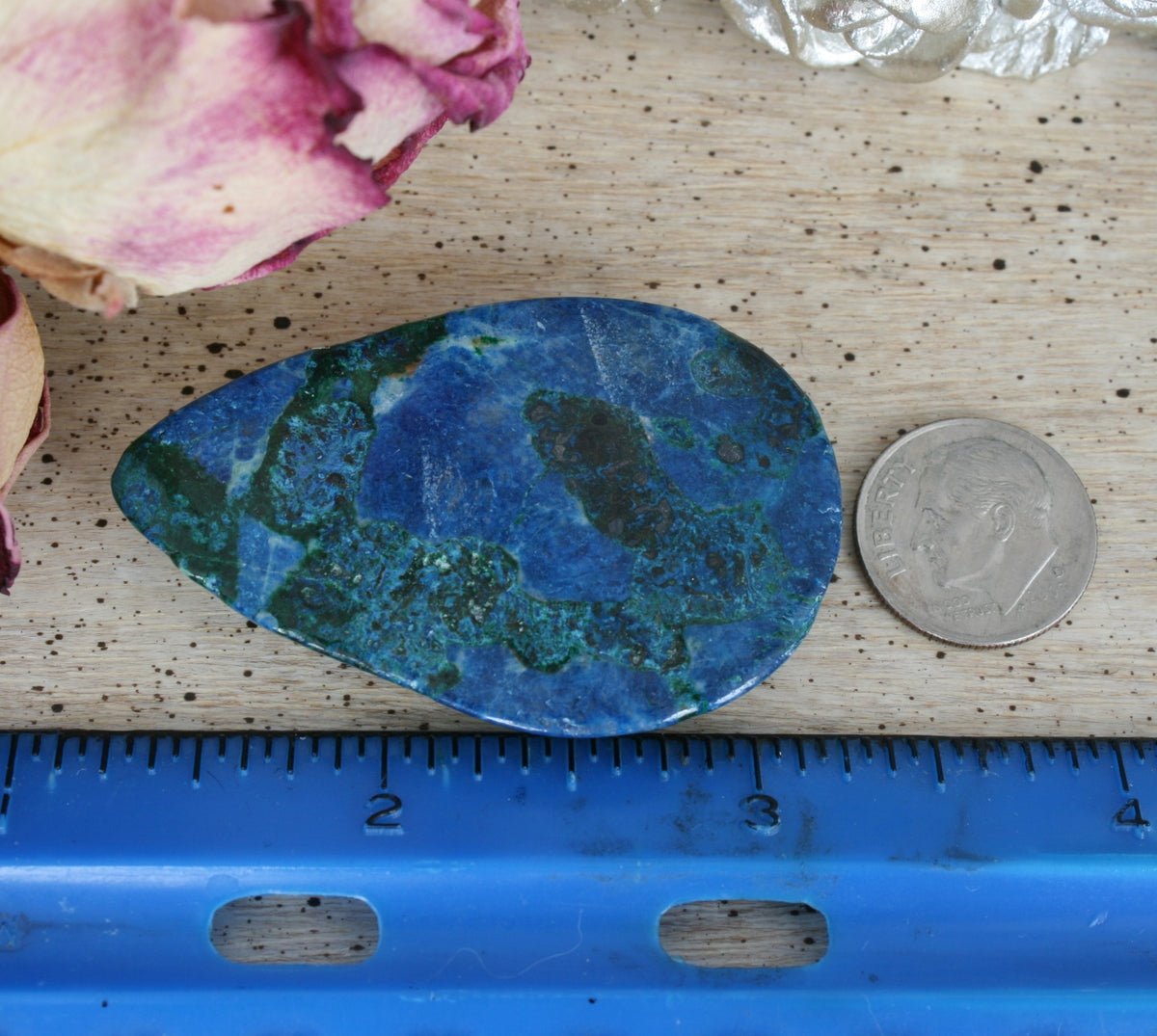 Shattuckite &amp; Chrysocolla Teardrop Cabochon, 19.8 gm