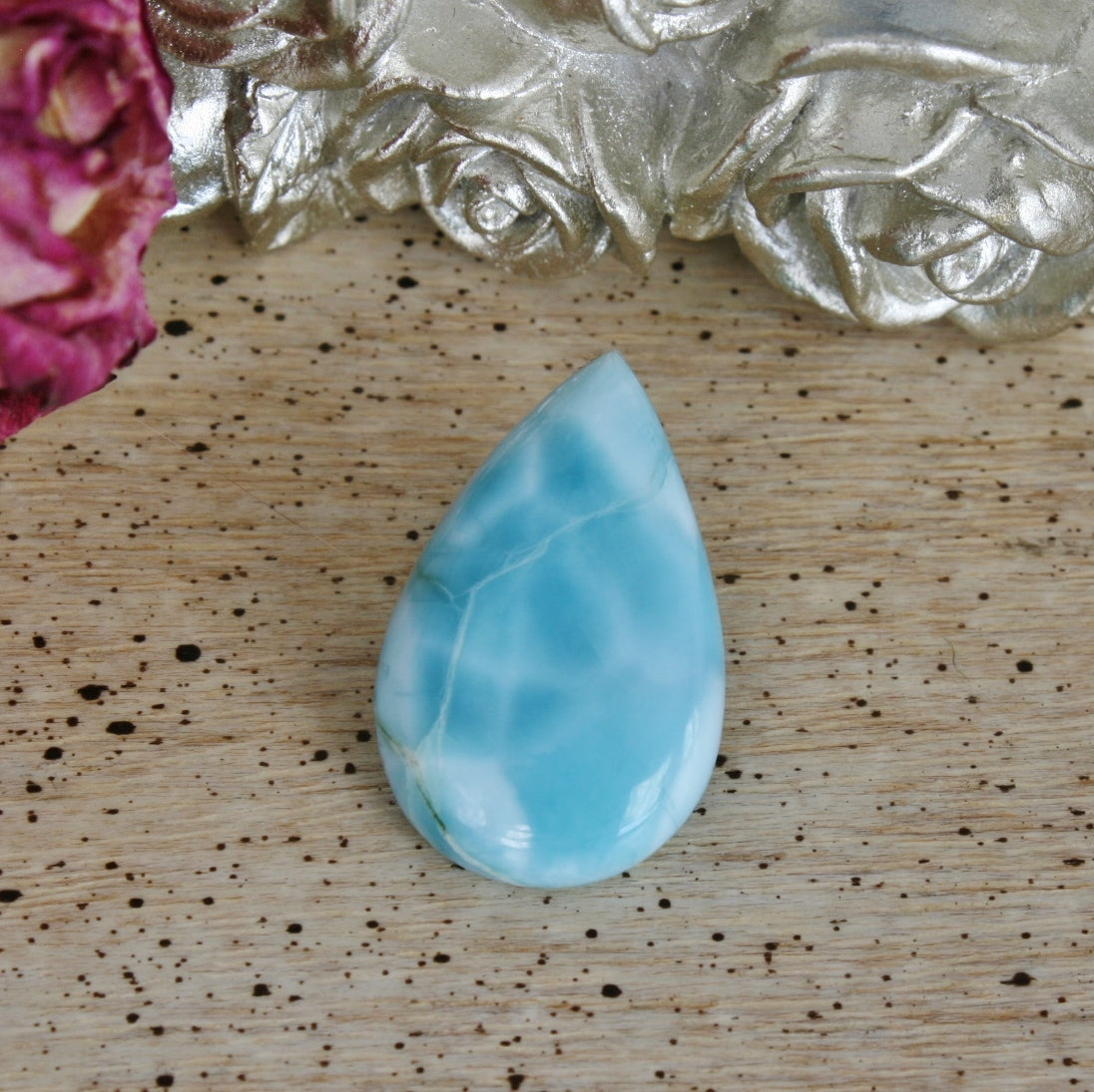 Larimar Teardrop Cabochon, 4.6g