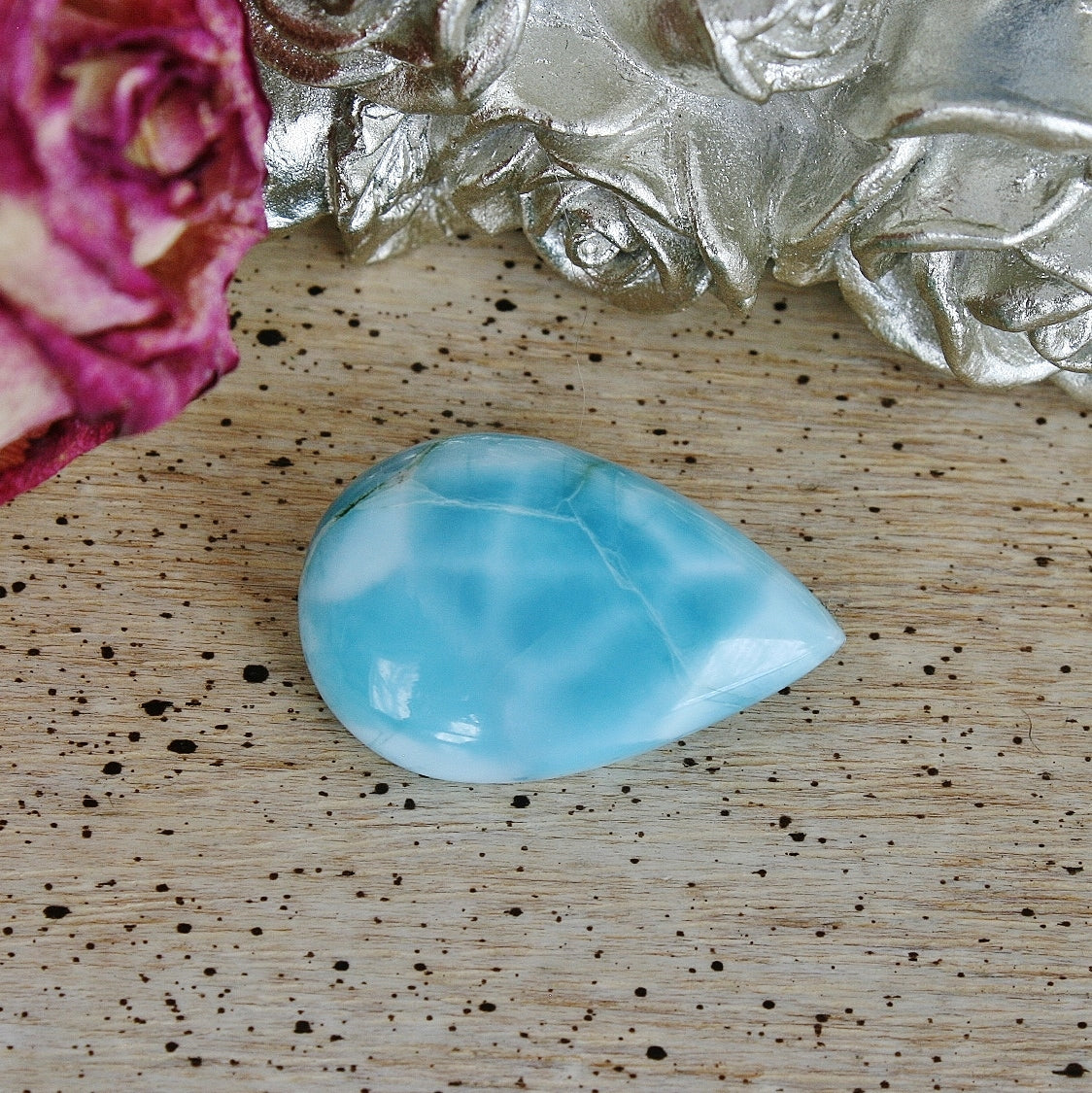 Larimar Teardrop Cabochon, 4.6g