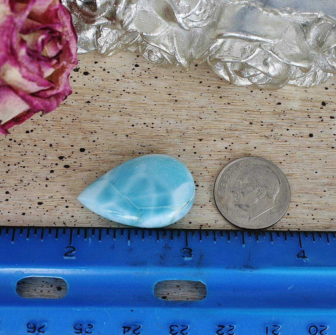 Larimar Teardrop Cabochon, 4.6g