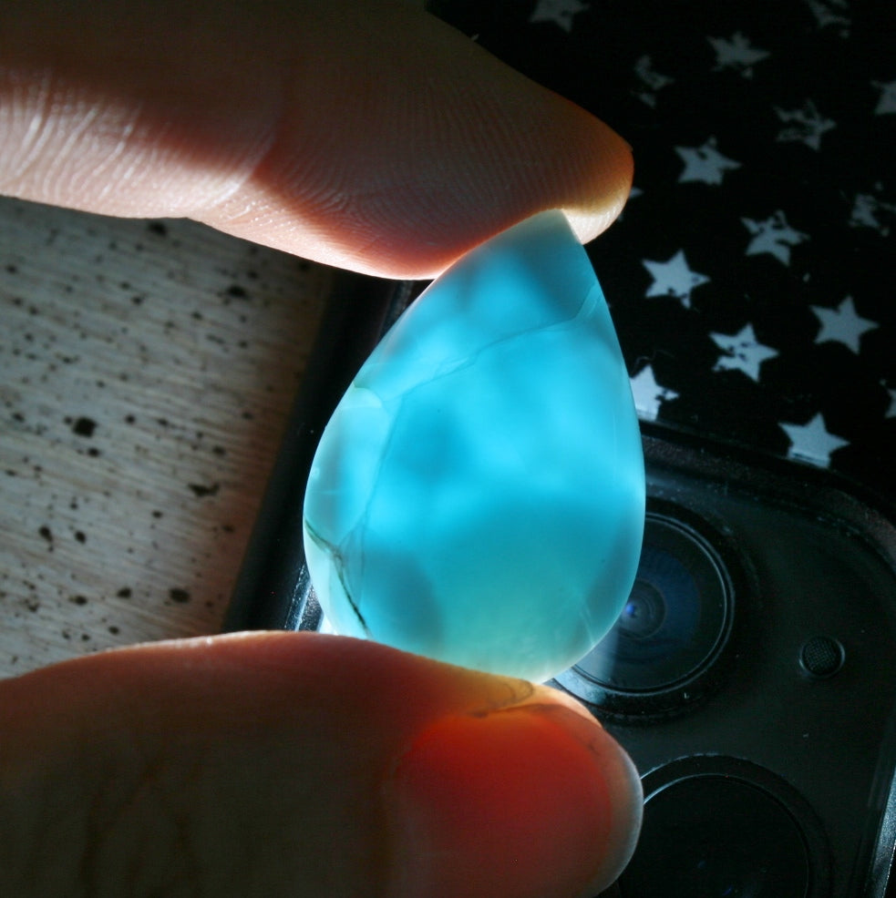 Larimar Teardrop Cabochon, 4.6g