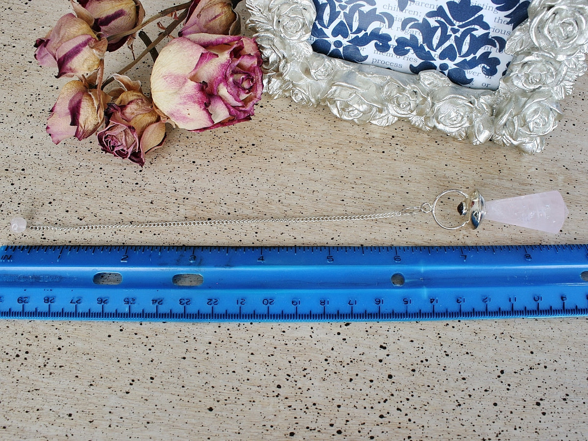 Rose Quartz Pendulum with Garnet Cabochons