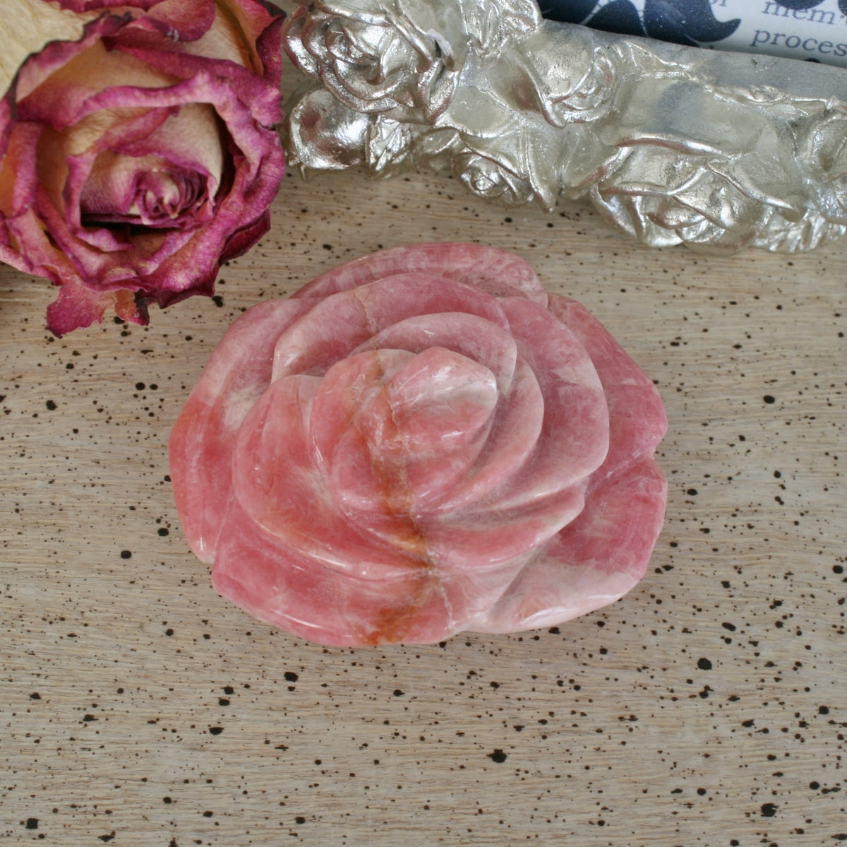 Rhodochrosite Rose Carving from Argentina, 69.8 grams