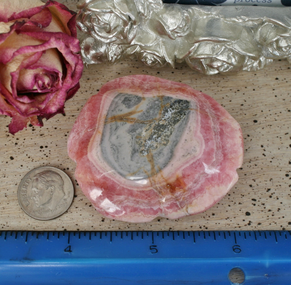 Rhodochrosite Rose Carving from Argentina, 69.8 grams