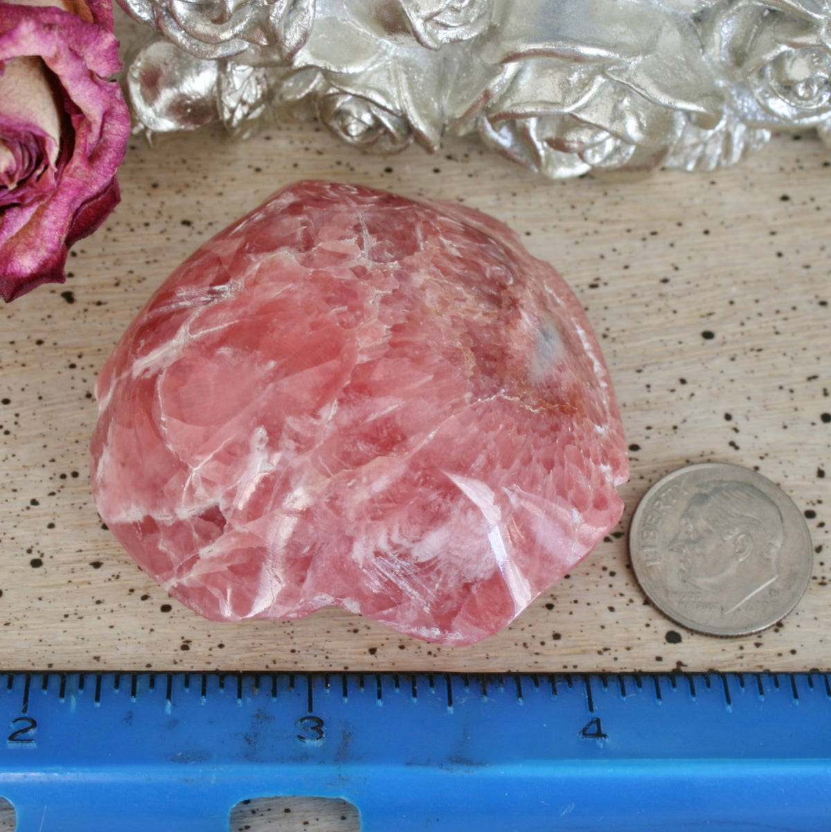Rhodochrosite Rose Carving from Argentina, 82.3 grams