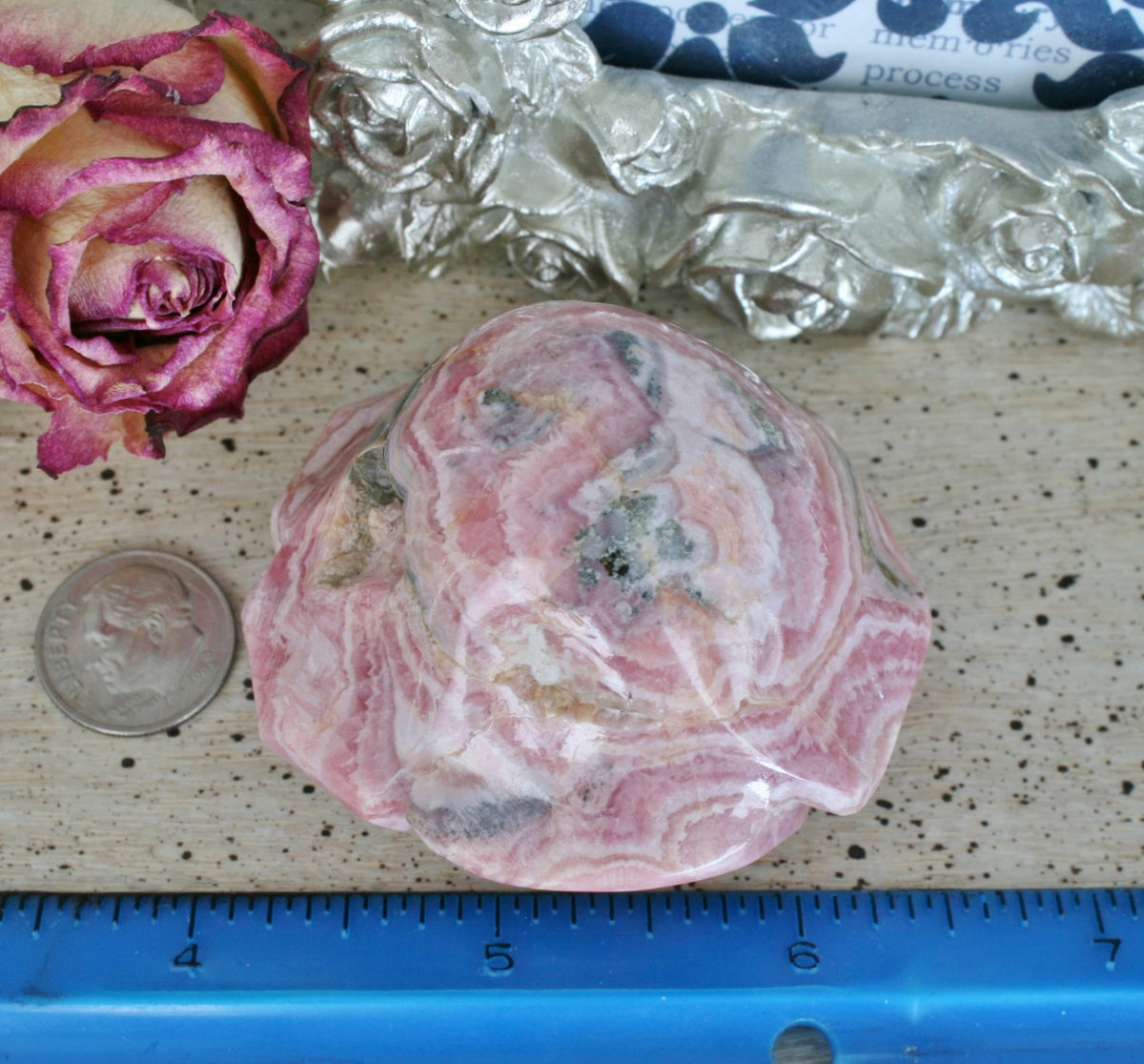 Rhodochrosite Rose Carving from Argentina, 143.3 grams