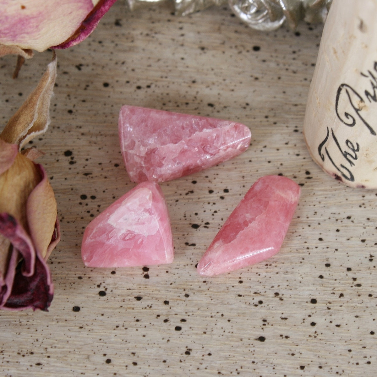 Rhodochrosite Tumbled Stones, Set of 3 from Argentina