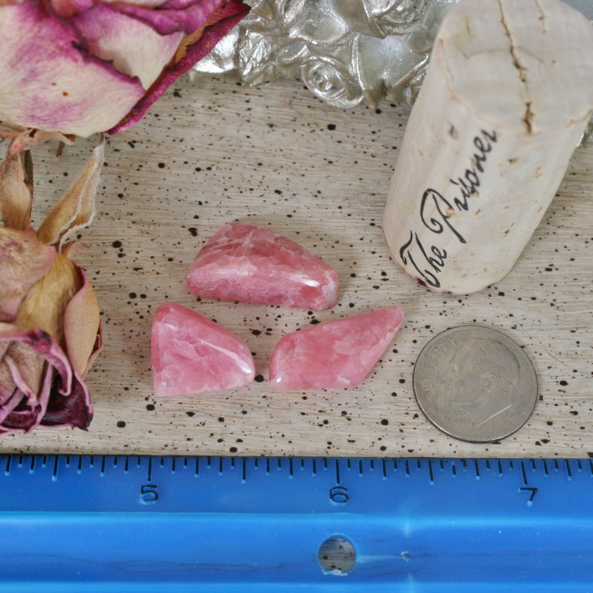 Rhodochrosite Tumbled Stones, Set of 3 from Argentina