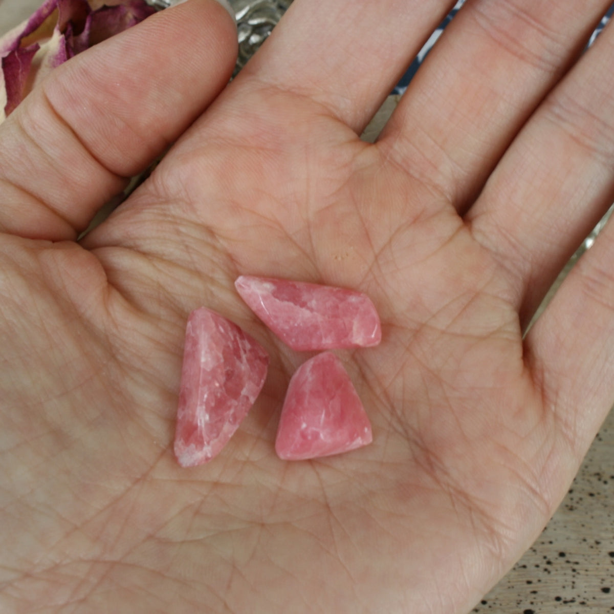 Rhodochrosite Tumbled Stones, Set of 3 from Argentina