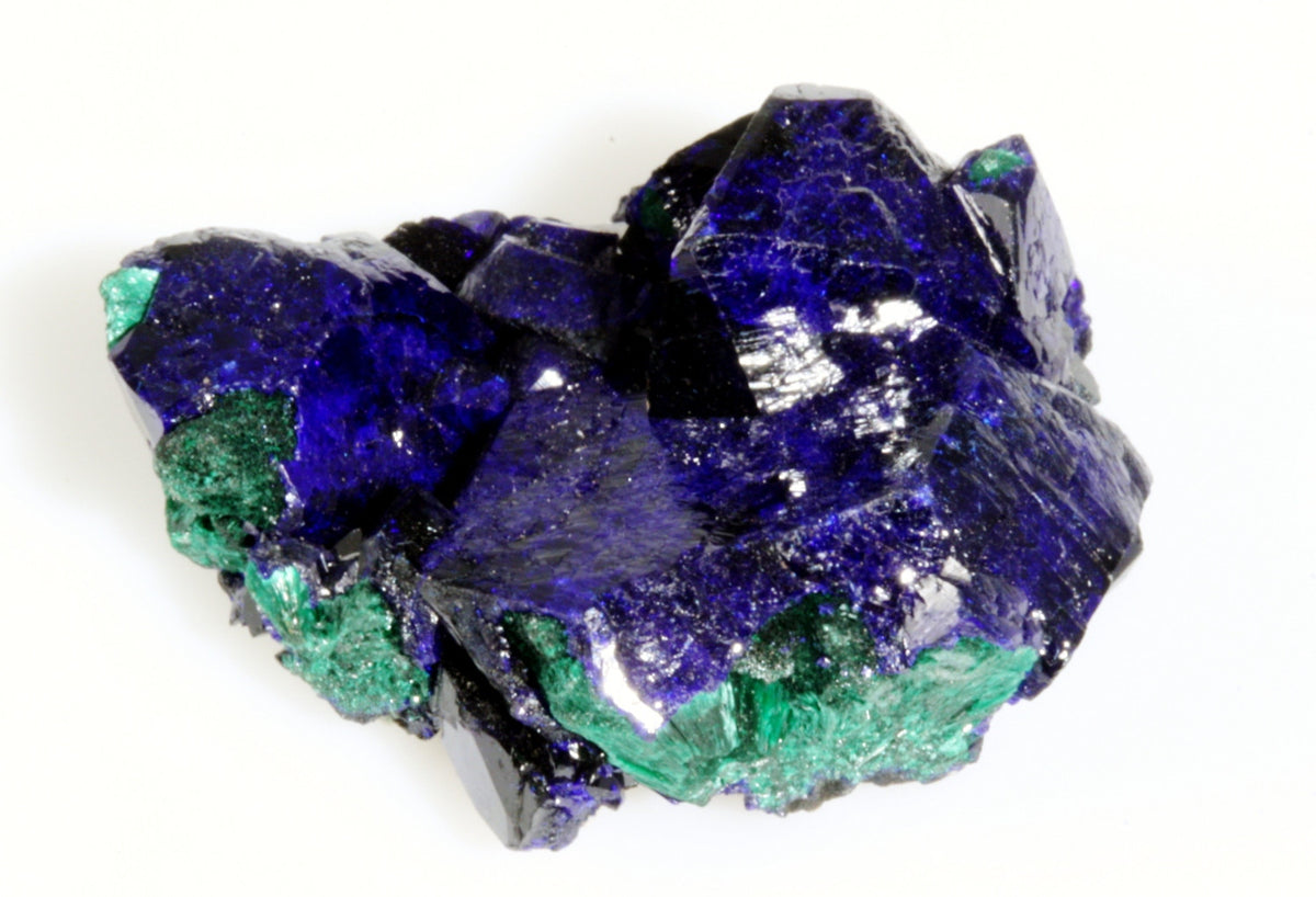 Azurite Crystal Cluster with Fibrous Malachite 1.12&quot; x 1.00&quot; x 0.50&quot;