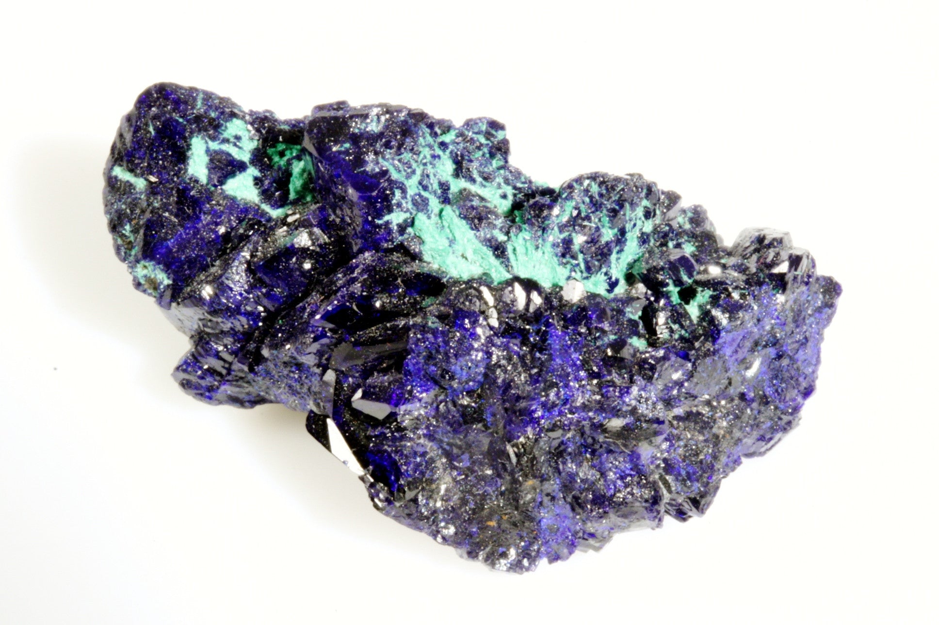 Azurite Crystal Cluster with Fibrous Malachite 2.00" x 1.12" x 0.75"
